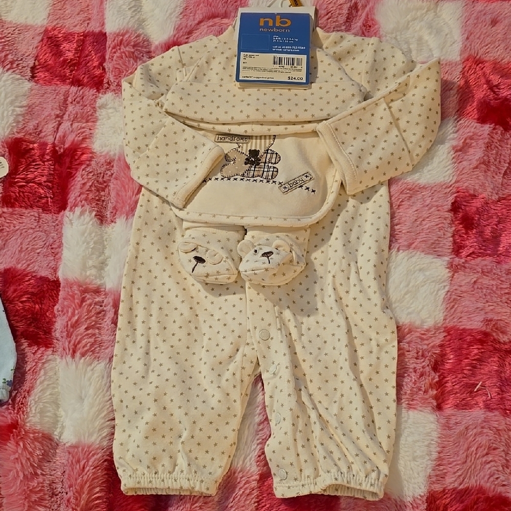 Cream Baby Onesie with Bear Design